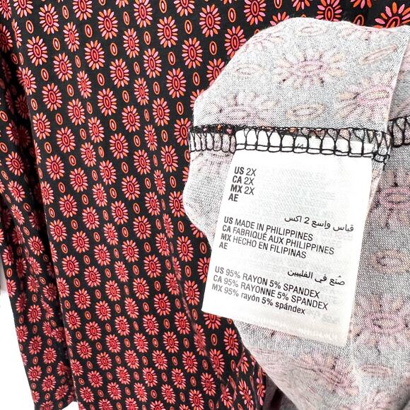 NEW NWT JM Collection Plus Size 2X Black Pink Stretchy Soft Blouse Shirt Top - Picture 6 of 7